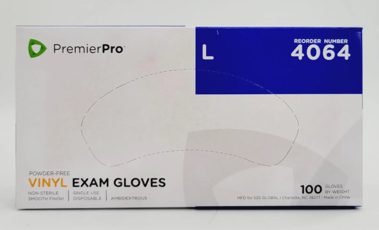 PremierPro Platinum Stretch Vinyl Exam Gloves 4064 Large 1000/CS PremierPro