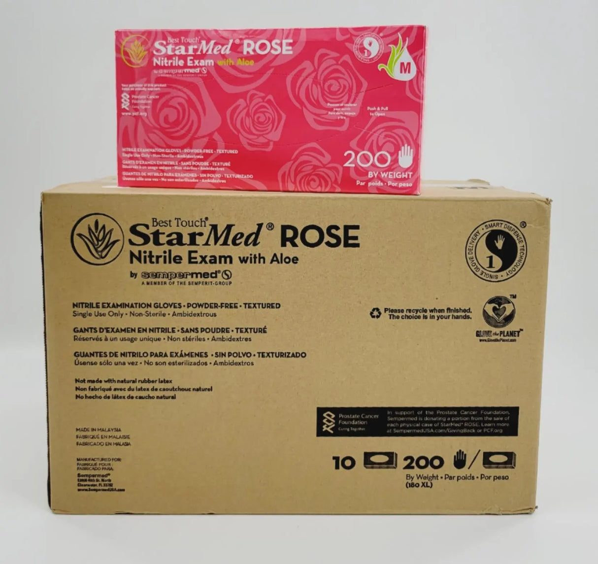 Sempermed SMNR203 Best Touch StarMed Rose Nitrile Examination Gloves Medium CS/2000 Sempermed