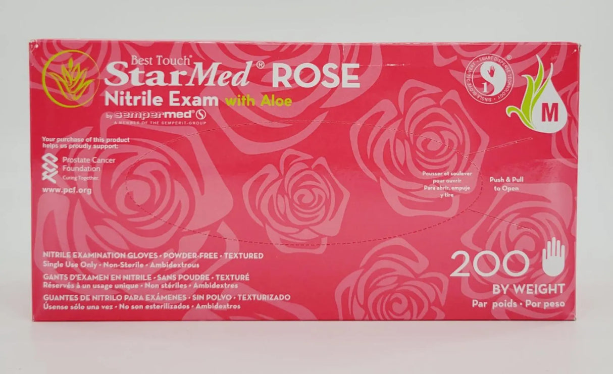 Sempermed SMNR203 Best Touch StarMed Rose Nitrile Examination Gloves Medium CS/2000 Sempermed