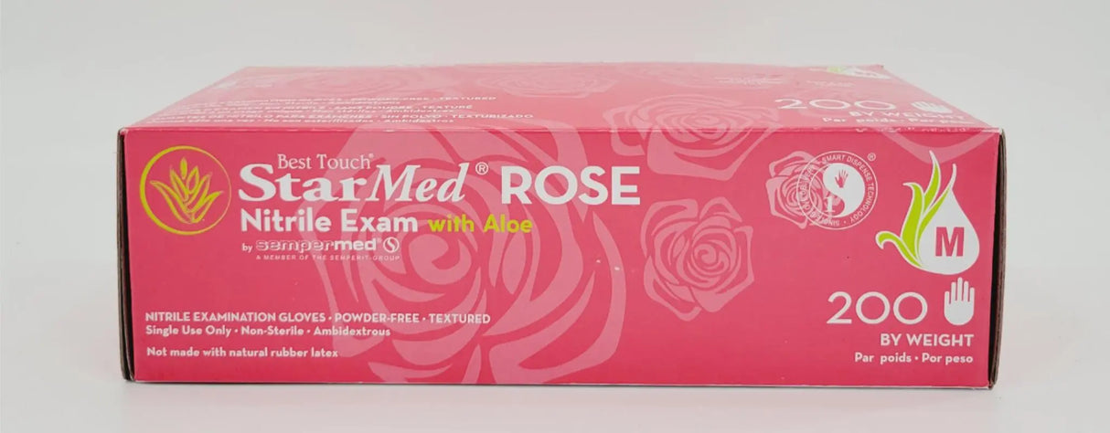 Sempermed SMNR203 Best Touch StarMed Rose Nitrile Examination Gloves Medium CS/2000 Sempermed
