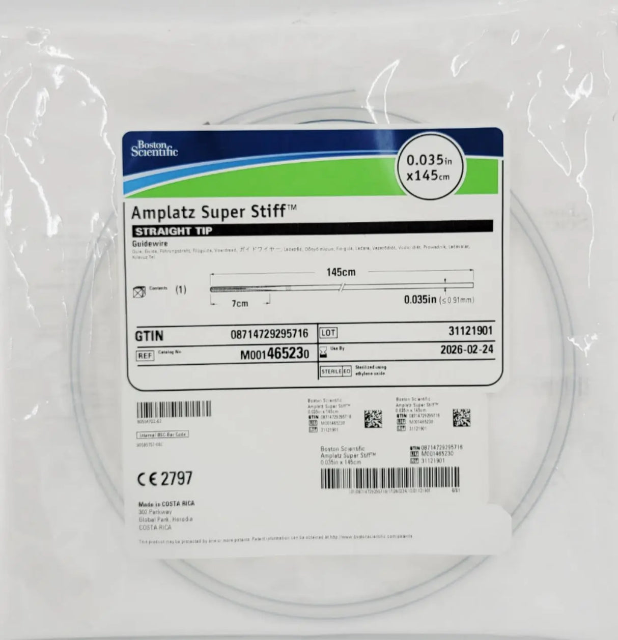 Boston Scientific M001465230 Amplatz Super Stiff Guidewire Straight Tip145cm Primis Medical