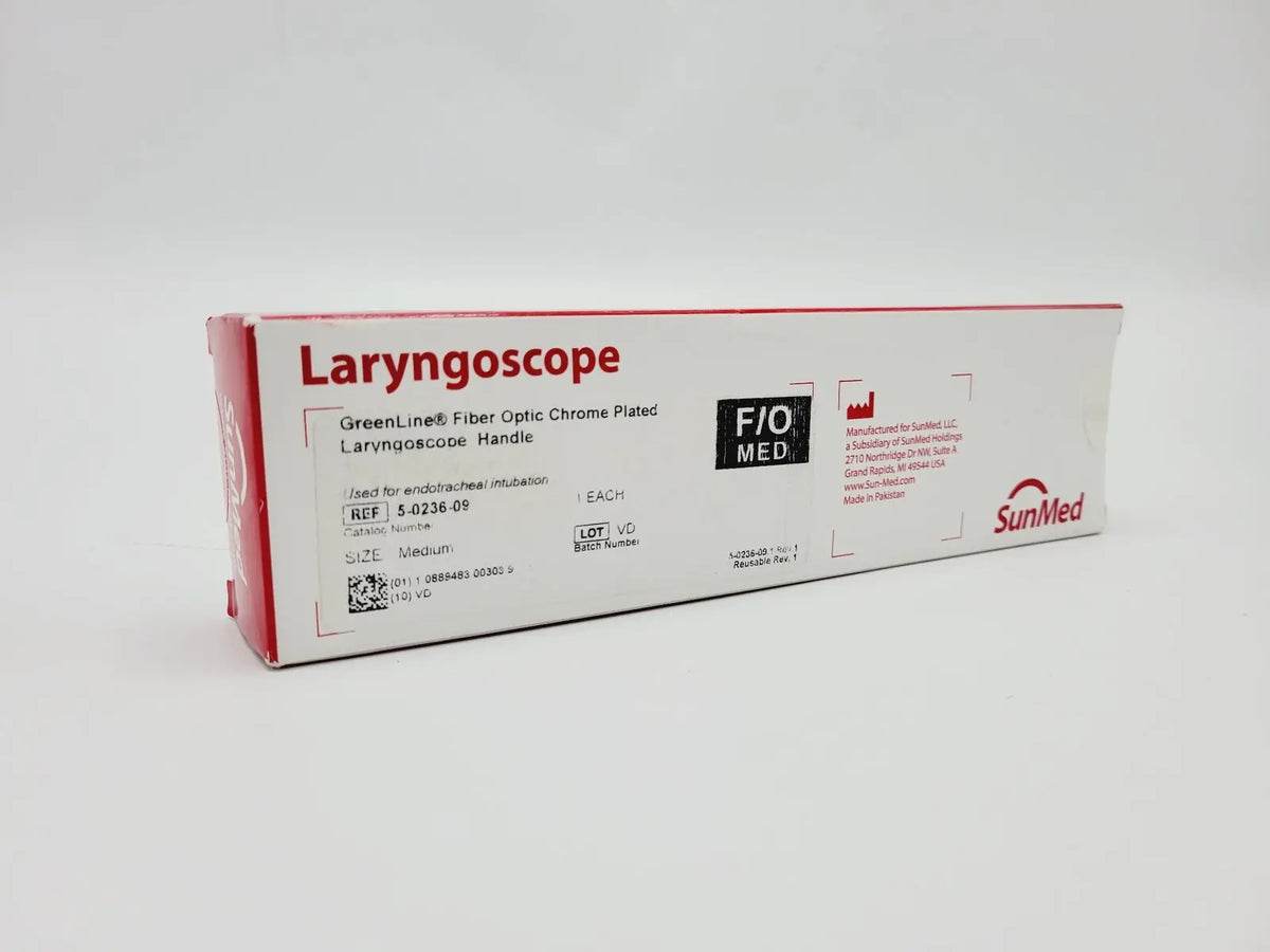 SunMed 5-0236-09 GreenLine Fiber Optic Laryngoscope Handle NEW 8-1/4" SunMed