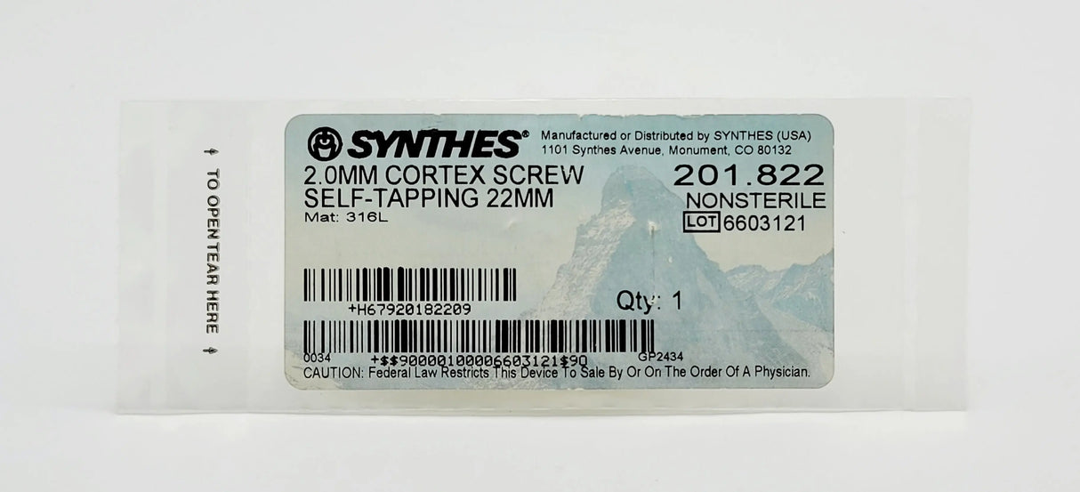 Synthes 201.822 2.0MM CORTEX SCREW SELF-TAPPING 22MM Synthes