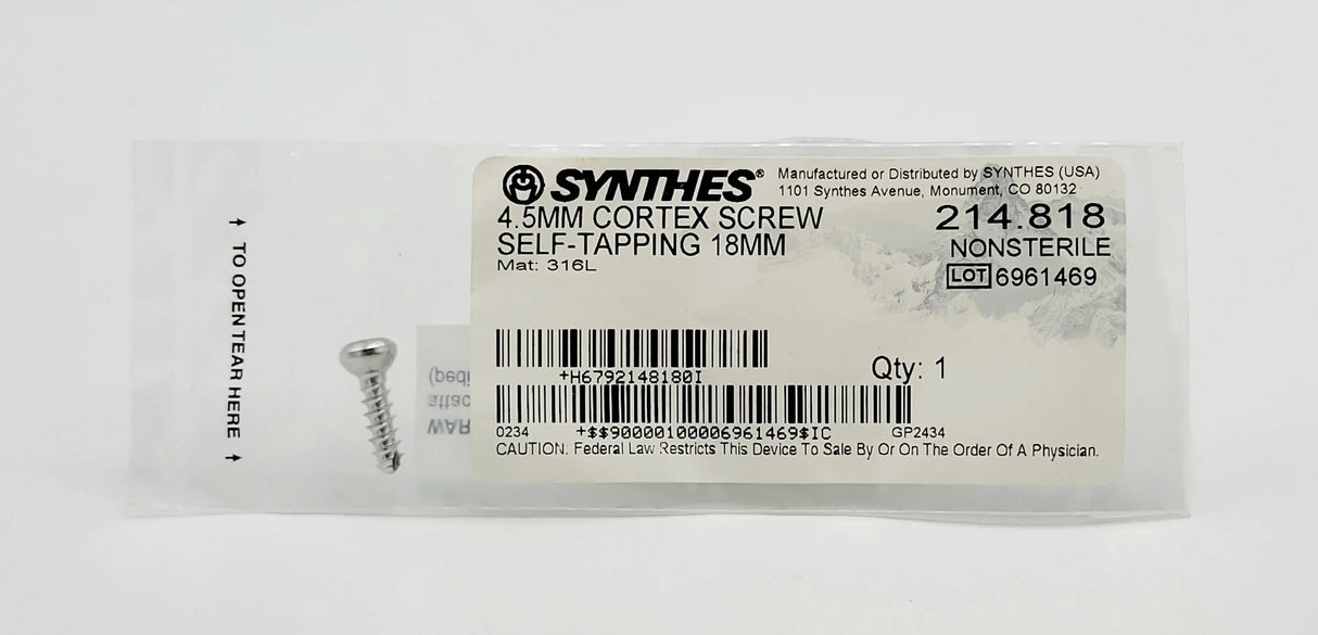 Synthes 214.818 4.5MM CORTEX SCREW SELF-TAPPING 18MM Synthes