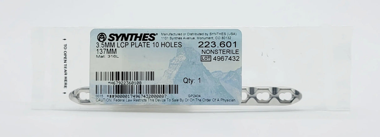 Synthes 223.601 3.5MM LCP PLATE 10 HOLES 137MM Synthes