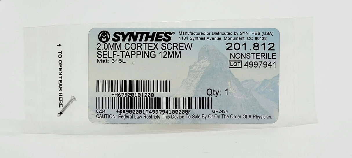 Synthes 201.812 2.0MM CORTEX SCREW SELF-TAPPING 12MM Synthes