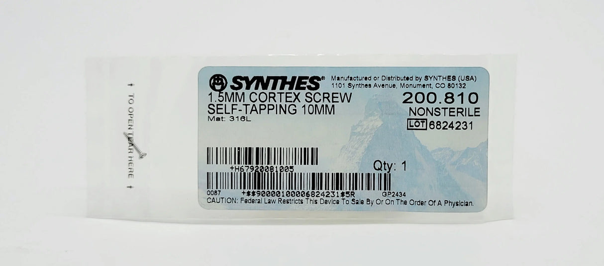 Synthes 200.810 1.5MM CORTEX SCREW SELF-TAPPING 10MM Synthes