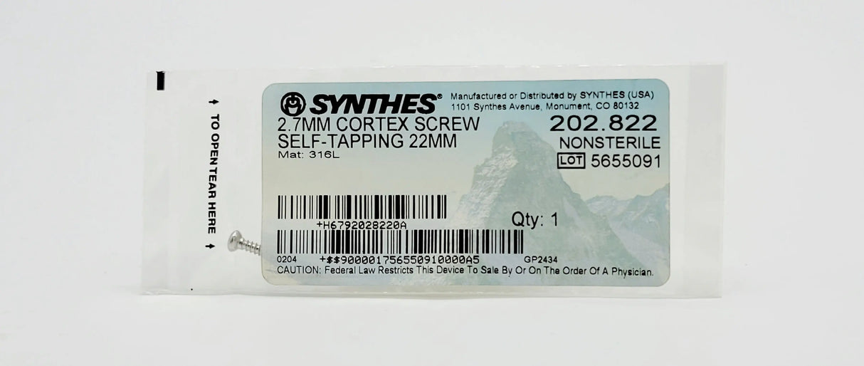 Synthes 202.822 2.7MM CORTEX SCREW SELF-TAPPING 22MM Synthes