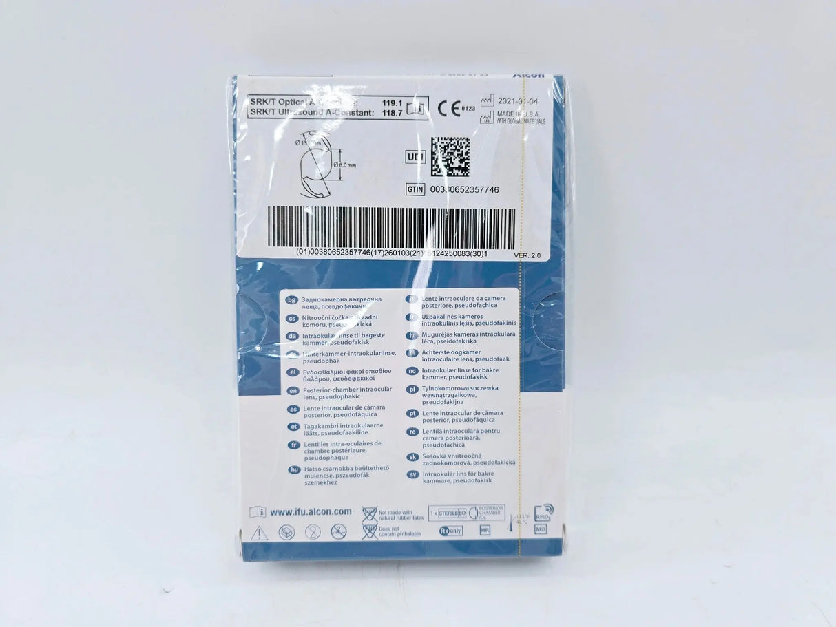 Alcon TFNT00 Acrysof IQ Trifocal IOL Size D +20.5 D UV & Blue Light Filter Alcon