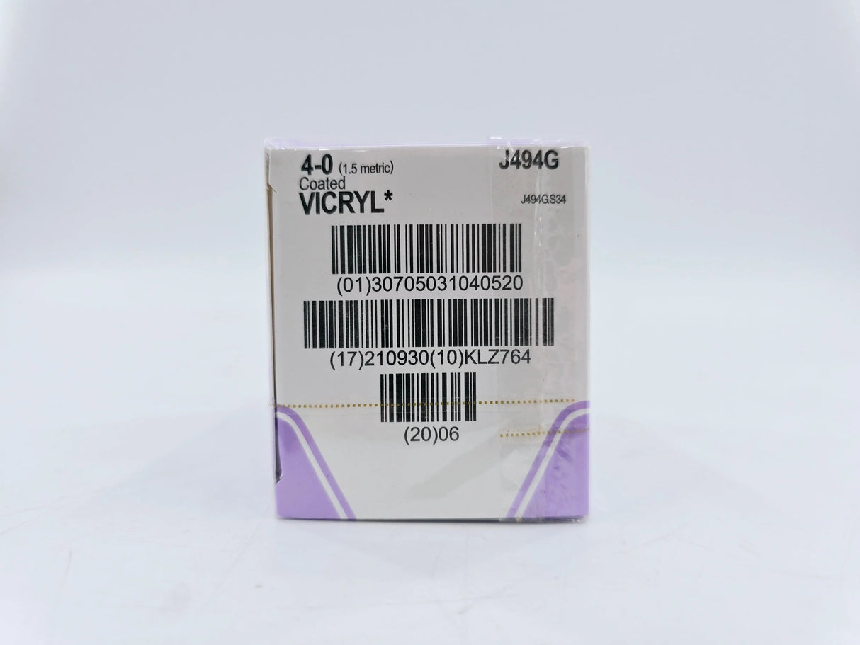 Ethicon J494G 4-0 Coated Vicryl Undyed 1x18" P-3 Box Of 12 Ethicon