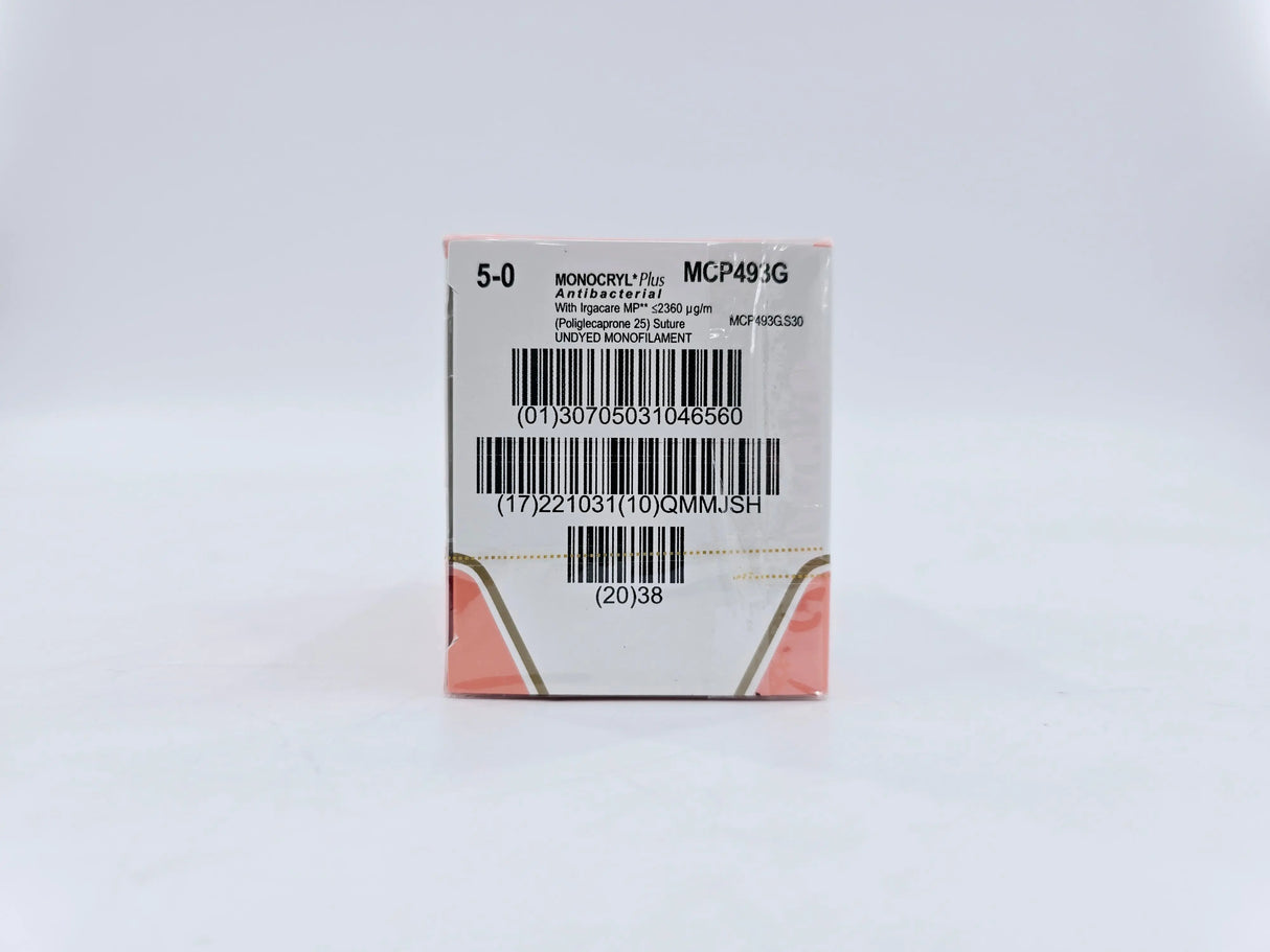 Ethicon MCP493G 5-0 Monocryl Plus Undyed 1x18" P-3 Box Of 12 Ethicon