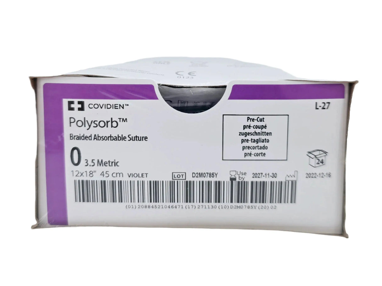 Covidien L-27 0 Polysorb Violet 12X18" Pre-Cut Box of 24 Covidien