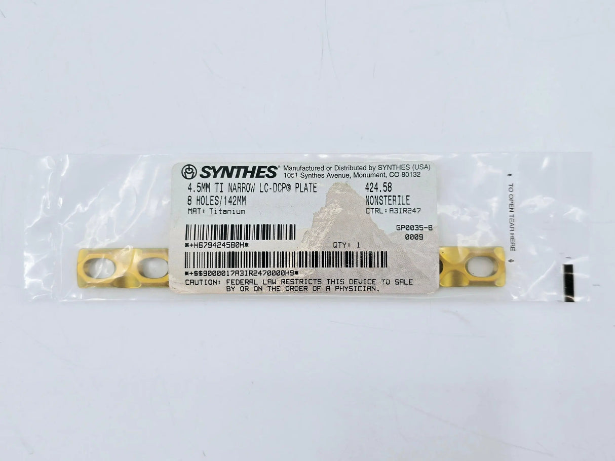 Synthes 424.58 4.5mm Ti Narrow LC-DCP Plate 8 Holes 142mm Synthes