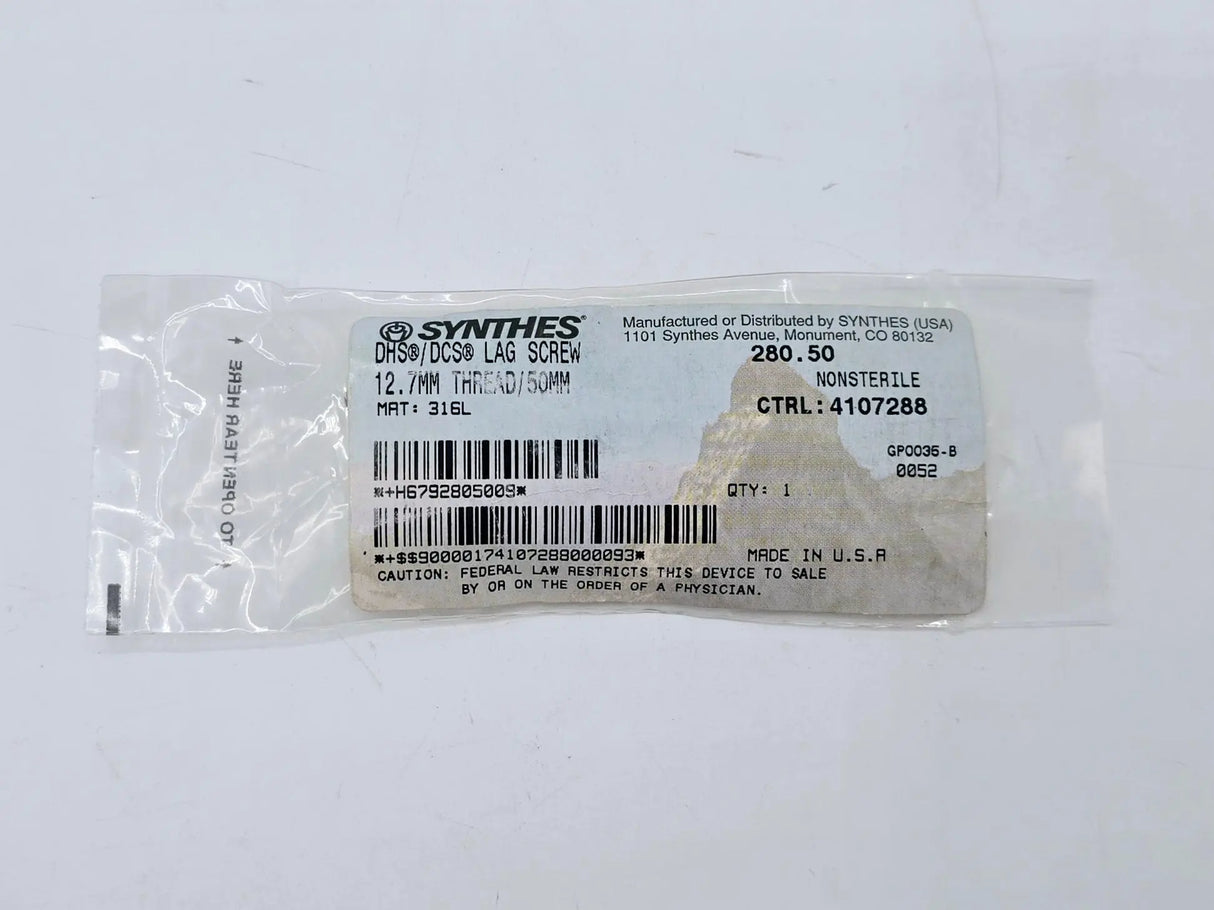 Synthes 280.50 DHS/DCS Lag Screw 12.7mm Thread/50mm Synthes