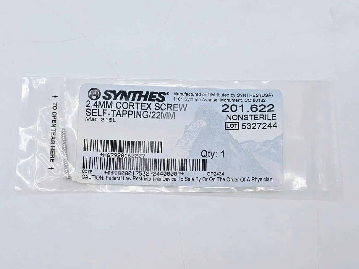Synthes 201.622 2.4mm Cortex Screw Self-Tapping/22mm Synthes