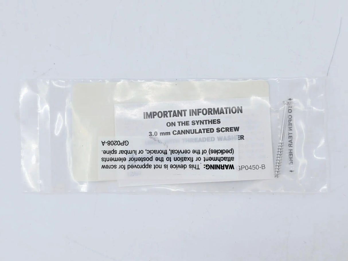 Synthes 202.734 3.0mm Cannulated Screw Long Thread/34mm Synthes