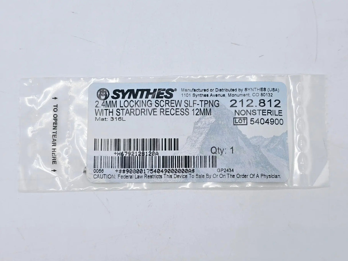 Synthes 212.812 2.4mm Locking Screw Self-Tapping with Stardrive Recess 12mm Synthes