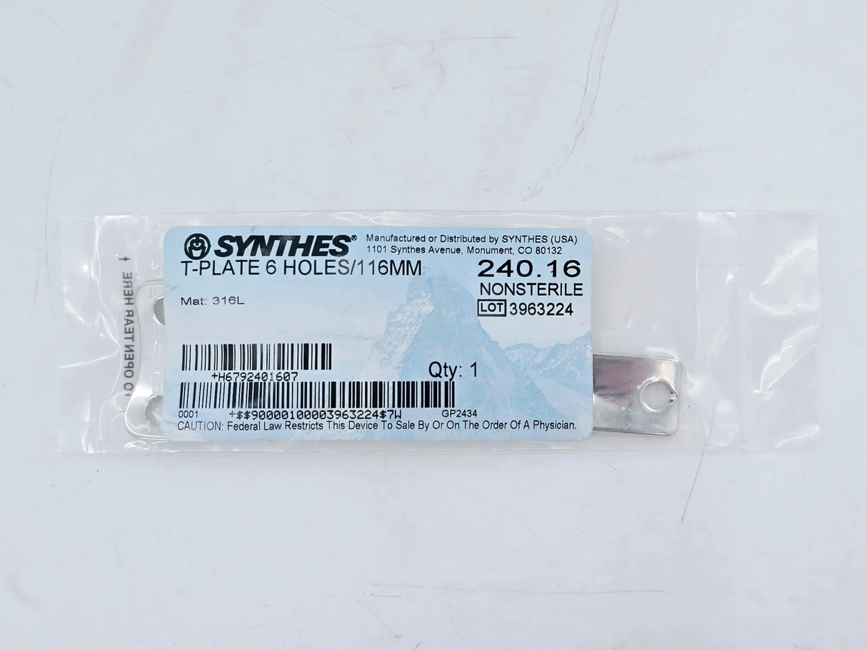 Synthes 240.16 T-Plate 6 Holes/116mm Synthes