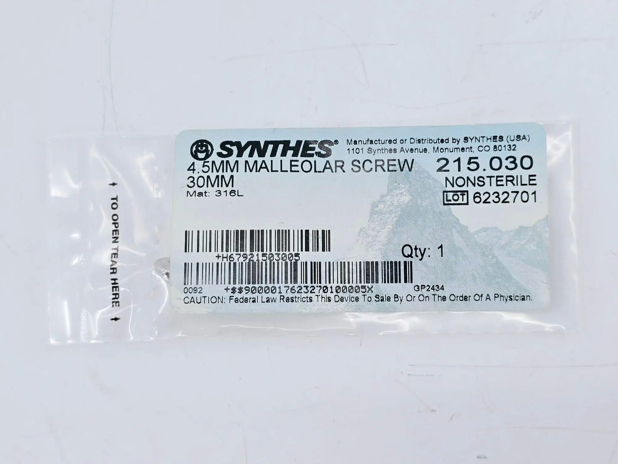 Synthes 215.030 4.5mm Malleolar Screw 30mm Synthes