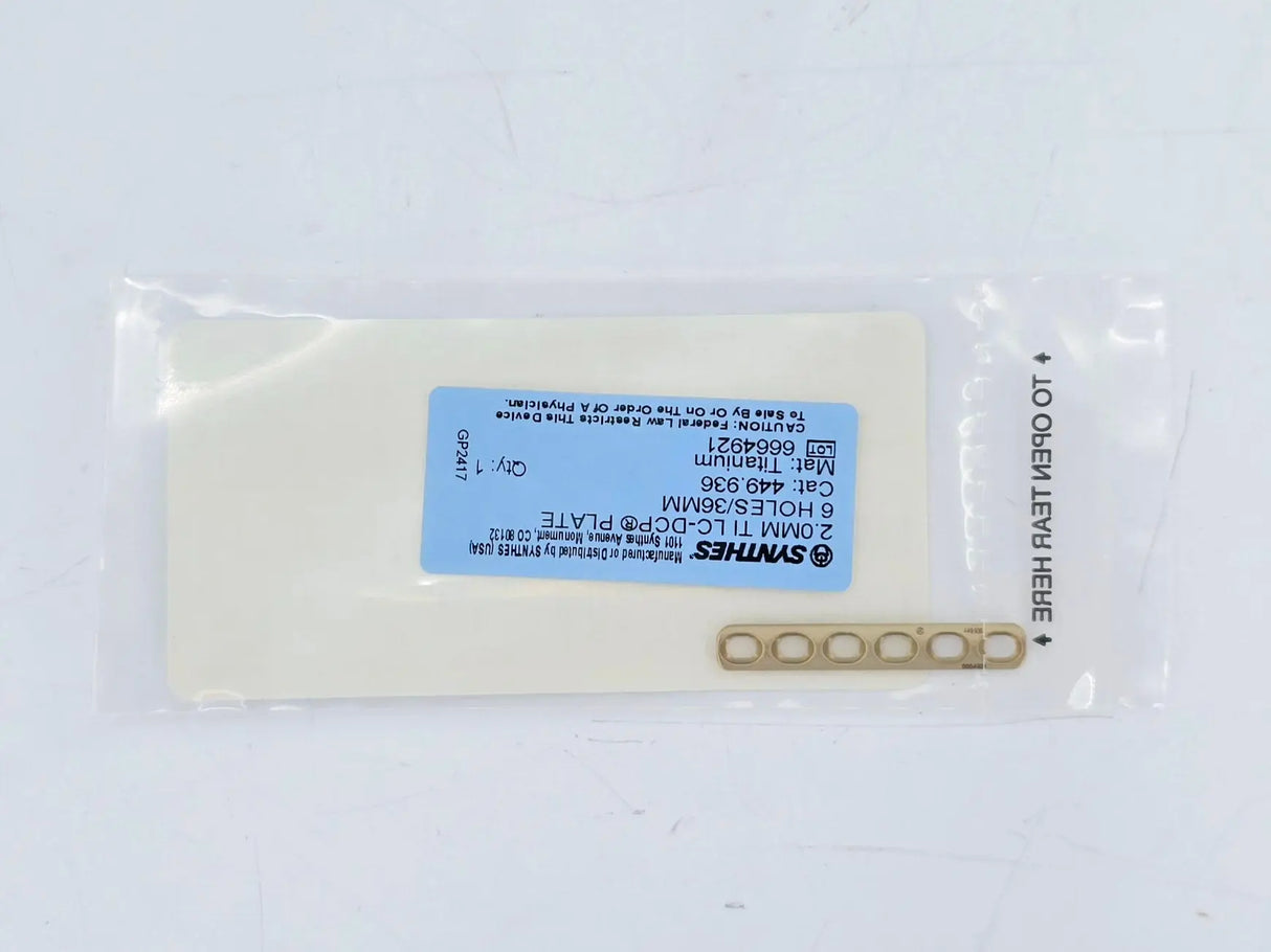 Synthes 449.936 2.0mm TI LC-DCP Plate 6 Holes/36mm Synthes