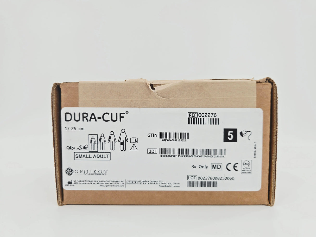 GE 002276 DURA-CUF Blood Pressure Cuff Small Adult 1 Bayonet 17-25cm 5/BX GE