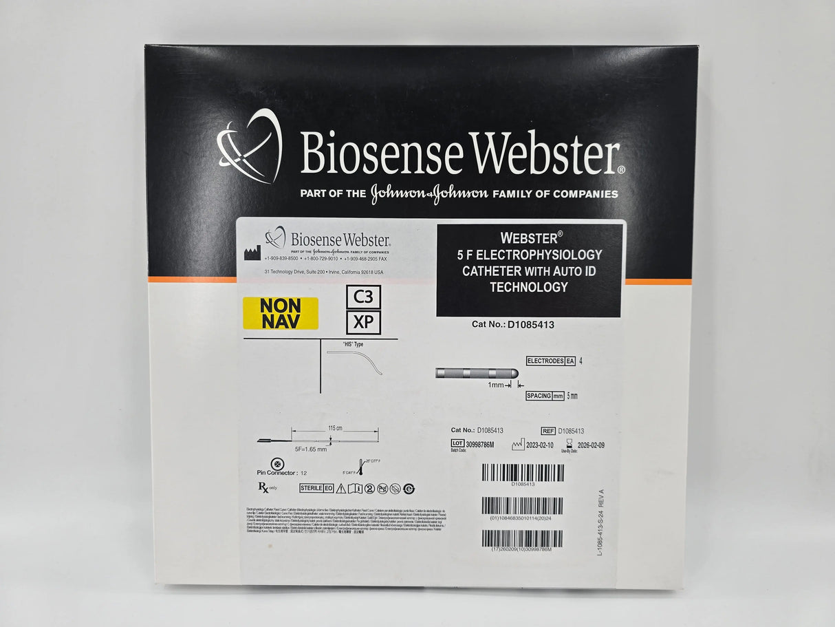 Biosense Webster D1085413 Webster 5F Electrophysiology Catheter with Auto ID Technology 115cm Length C3 XP HIS Type Biosense Webster