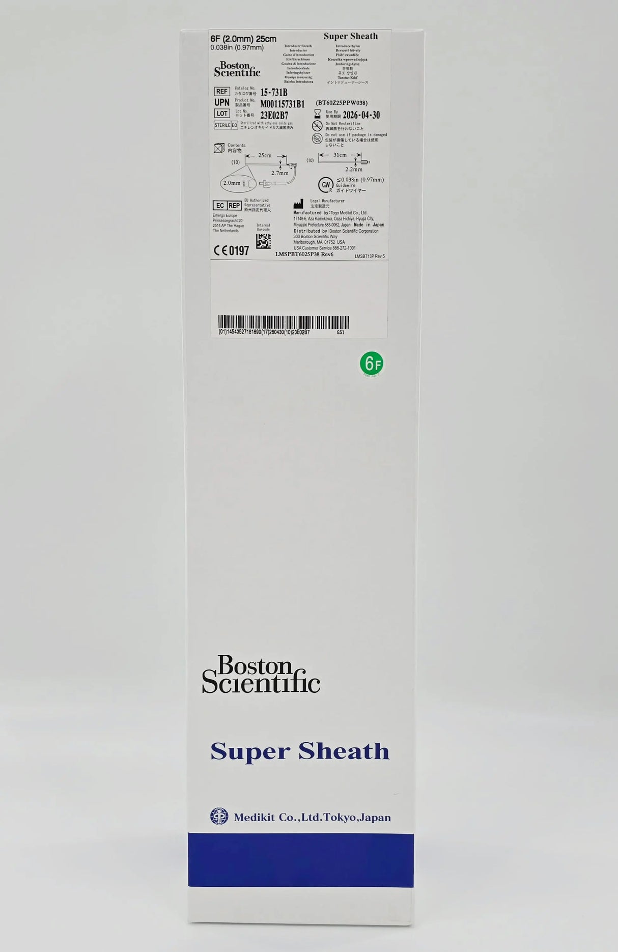 Boston Scientific 15-731B Super Sheath Introducer Sheath 6F x 25cm BX/10 Boston Scientific