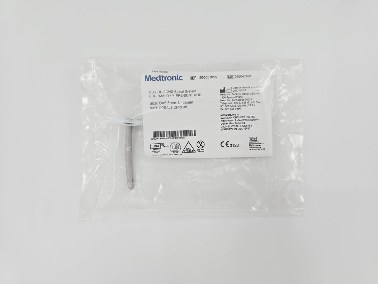 Medtronic 1555501055 CD HORIZON Spinal System CHROMALOY Pre-Bent Rod 5.5mm x 55mm Alcon