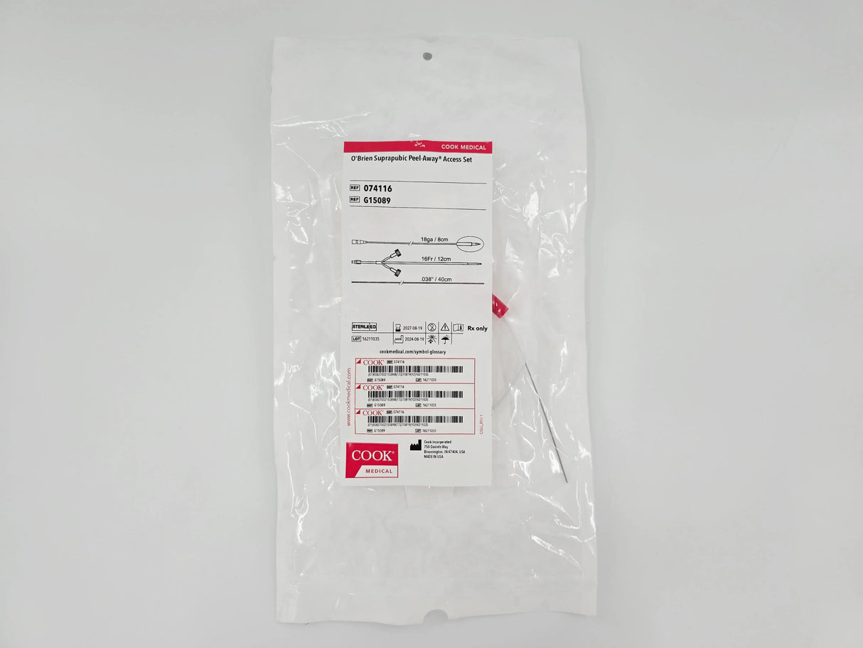 Cook Medical G15089 O'Brien Suprapubic Peel-Away Access Set 18Ga x 16Fr x .038" Cook Medical