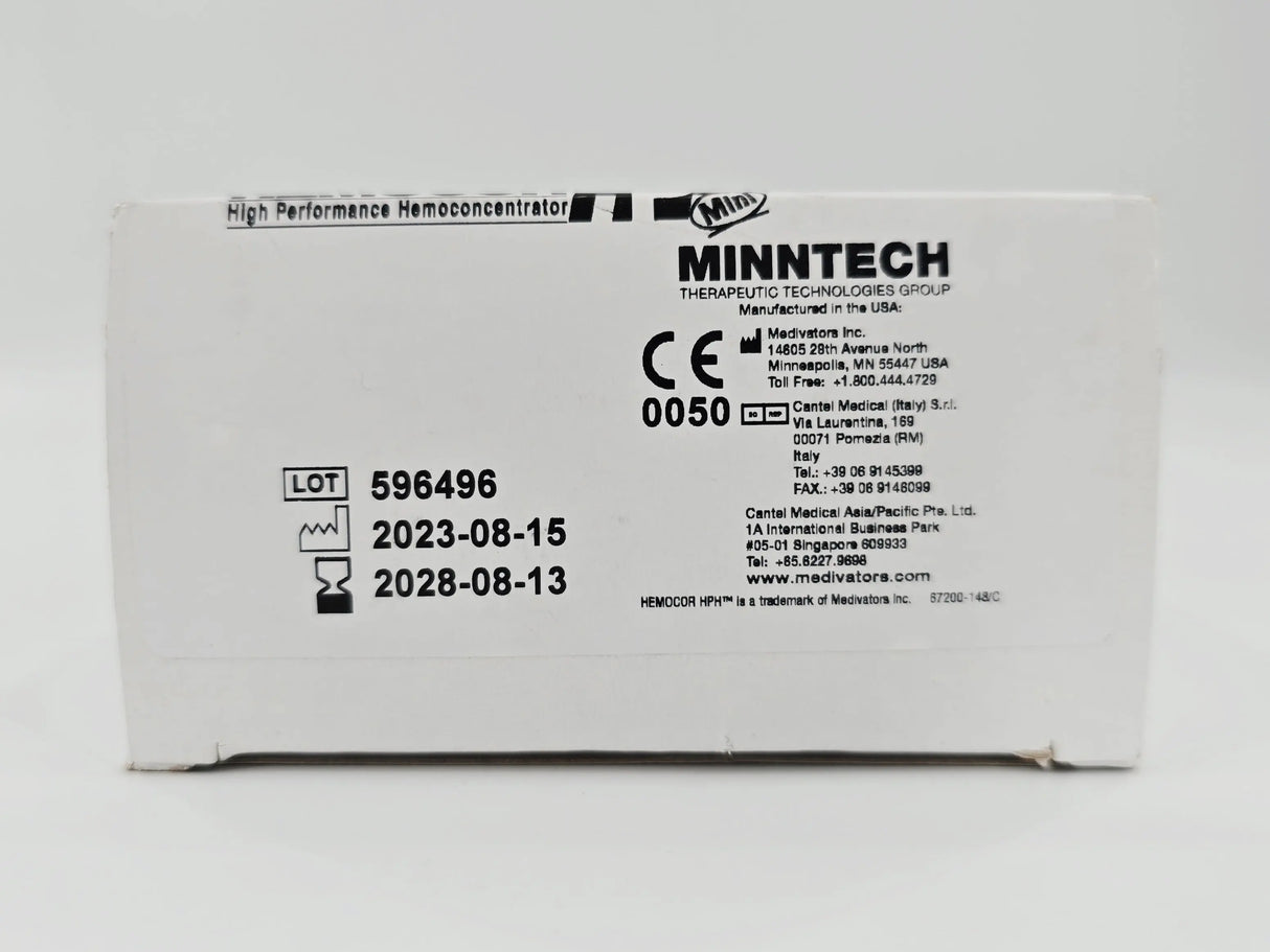 Medivators HPH Mini No-rinse 0.07 M2 Hemoconcentrator, Accessory Connector Package Supplied CS/4 Medivators