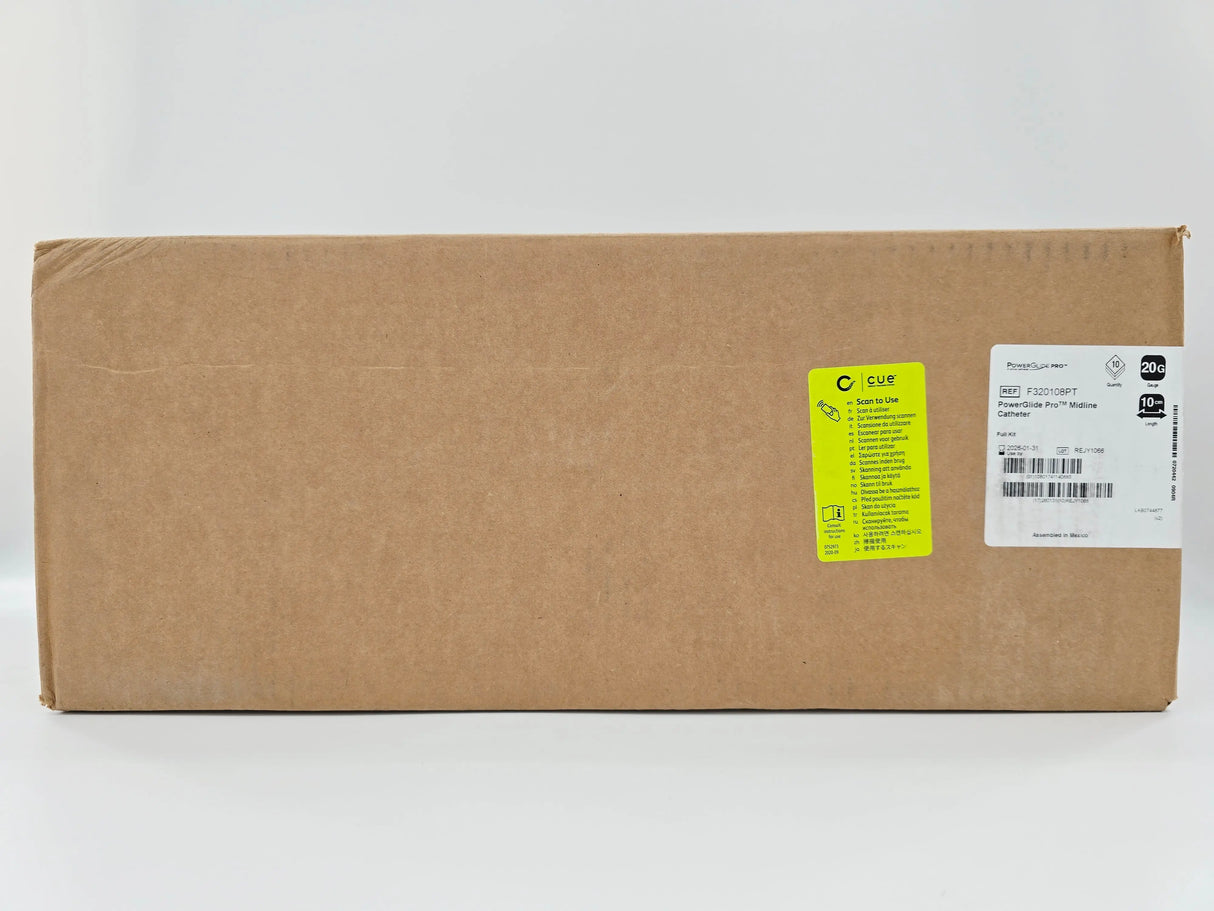 Bard F320108PT PowerGlide Pro Midline Catheter Peripheral Catheter Insertion Kit 20G x 10cm CS/10 Bard