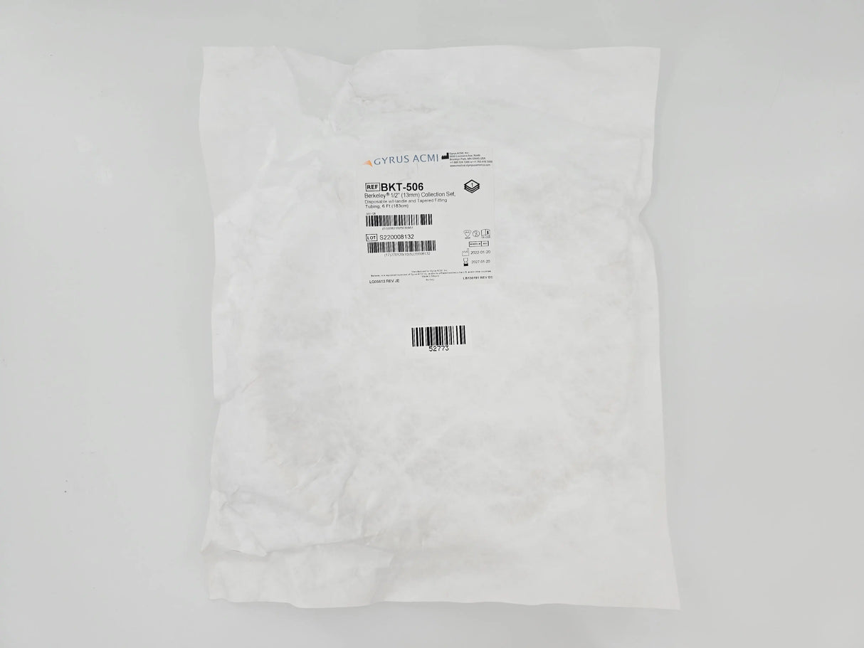 Gyrus ACMI BKT-506 Berkeley 1/2" Collection Set Disposable w/ Handle and Tapered Fitting Tubing 6 Ft. Gyrus ACMI