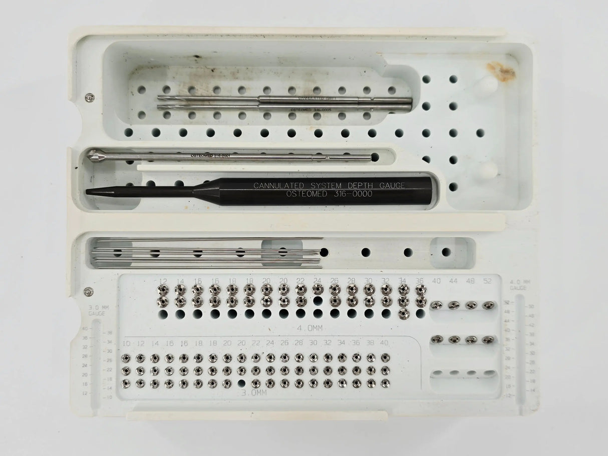 OsteoMed 3.0/4.0mm Cannulated Screw System Instrument Implant Set OsteoMed