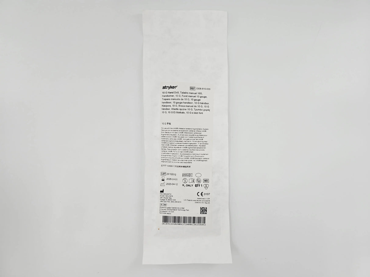 Stryker 0306-810-000 10 G Hand Drill iVAS CS/6 Stryker