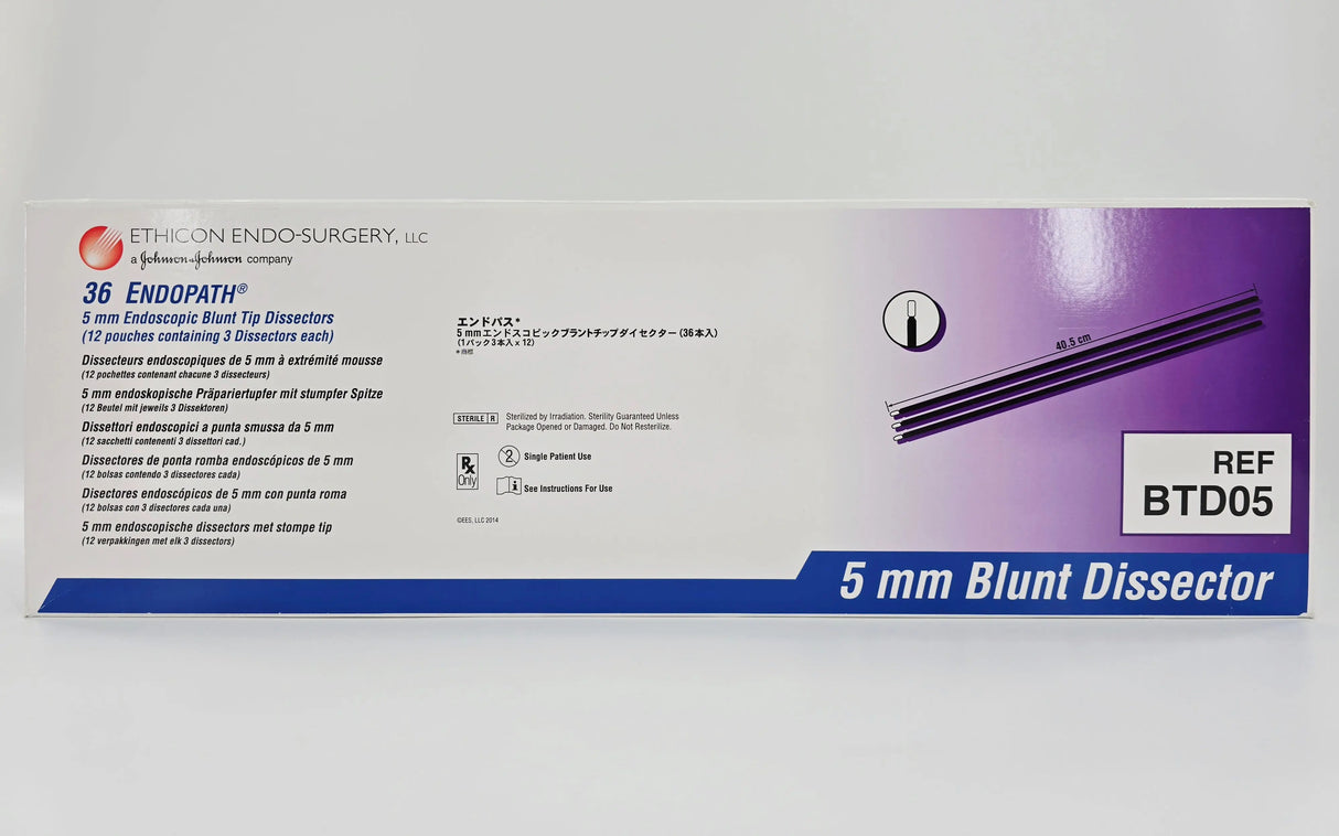 Ethicon BTD05 36 Endopath 5mm Endoscopic Blunt Tip Dissectors (12 Pouches Containing 3 Dissectors Each) Ethicon