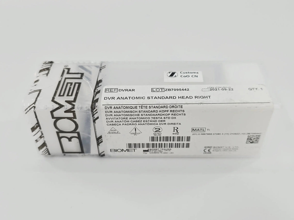 Biomet DVRAR DVR Anatomic Standard Head Right Ti Implant Biomet