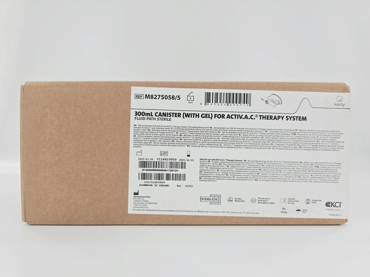 KCI M8275058/5 300mL Canister (With Gel) for ACTIV.A.C. Therapy System BX/5 KCI