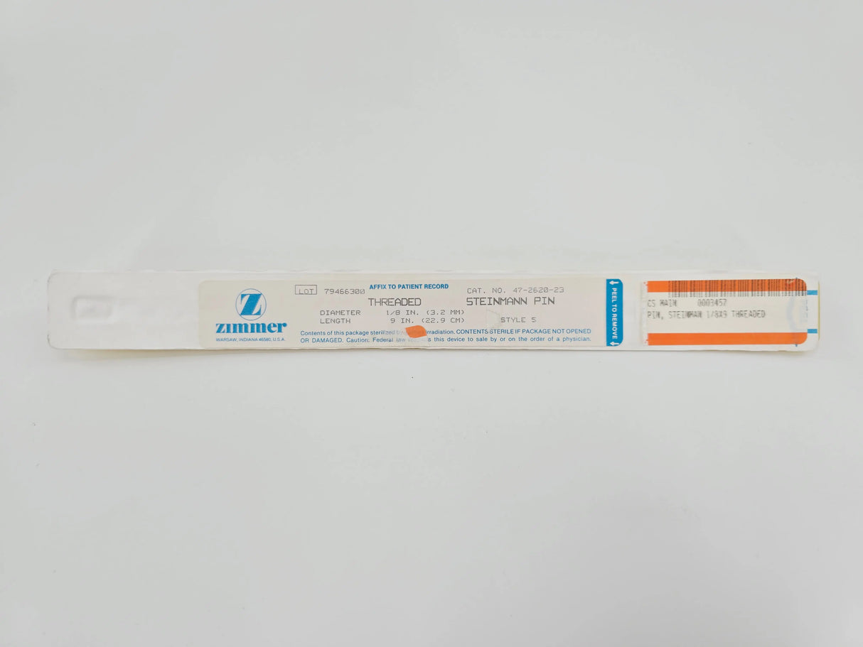 Zimmer 47-2620-23 Threaded Steinmann Pin 1/8" x 9" Style 5 Zimmer