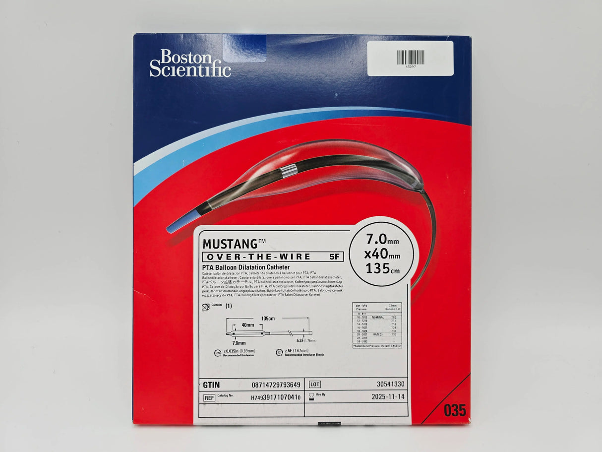 Boston Scientific H74939171070410 Mustang OVER-THE-WIRE 5F 7.0mm x 40mm x 135cm PTA Balloon Dilatation Catheter Boston Scientific
