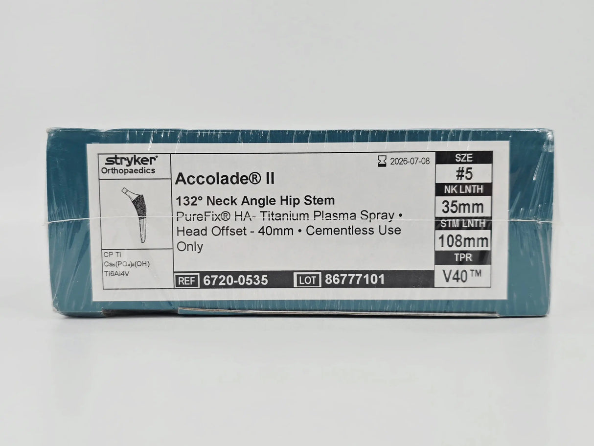 Stryker Orthopaedics 6720-0535 Accolade II 132° Neck Angle Hip Stem Implant Size #5 Stryker Orthopaedics