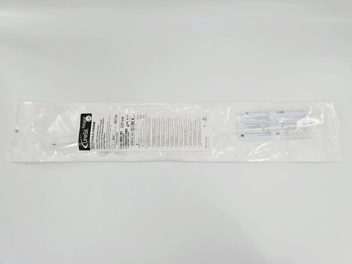 UreSil CCL2-1450HB Hydrophilic Coated Origin CHOLE-CATH Biliary Drainage Catheter w/ Radiopaque Marker and Depth Marks 14F Uresil
