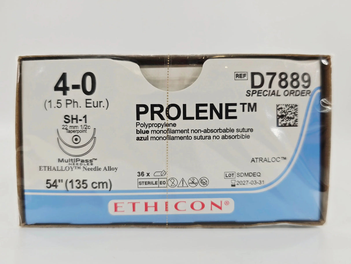 Ethicon D7889 4-0 Prolene 1X54" SH-1, SH-1 ETHALLOY BX/36 Ethicon
