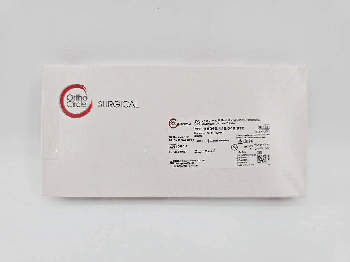 OrthoCircle OC910.140.040 STE Navigation Pin 4.00mm Square Guide Pin/Screw BX/2 OrthoCircle