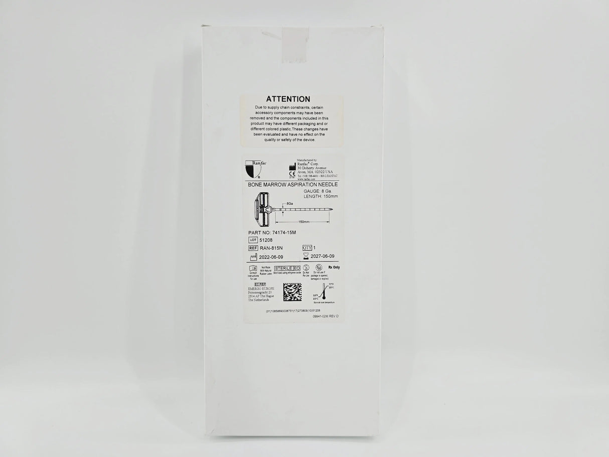 Ranfac RAN-815N Bone Marrow Aspiration Needle 8 Ga. x 150mm Ranfac