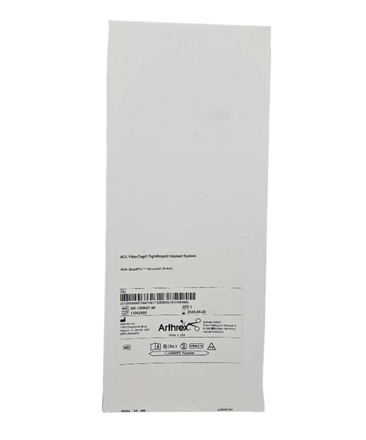 Arthrex AR-1288QT-90 ACL Fiber Tag Tightrope Implant System 9mm Arthrex