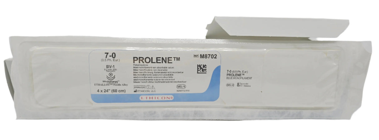 Ethicon M8702 Nonabsorbable Surgical Suture Blue Monofilament Polypropylene Box/12 Ethicon