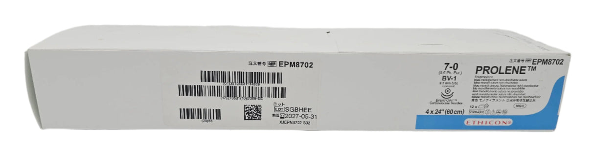 Ethicon EPM8702 Blue Monofilament Polypropylene Sterile Nonabsorbable Suture Box/12 Ethicon