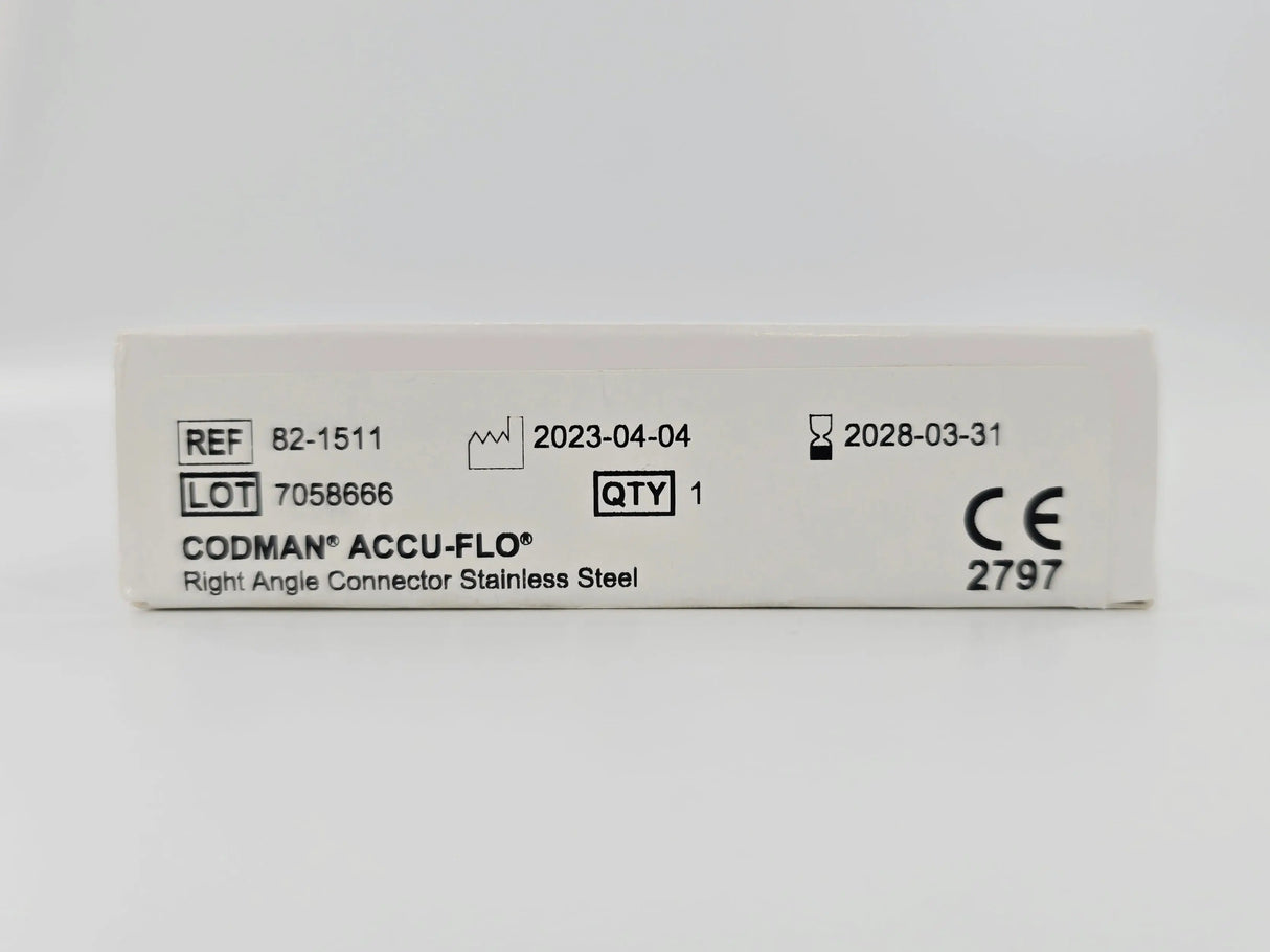 Codman 82-1511 ACCU-FLO Right Angle Connector Stainless Steel Codman