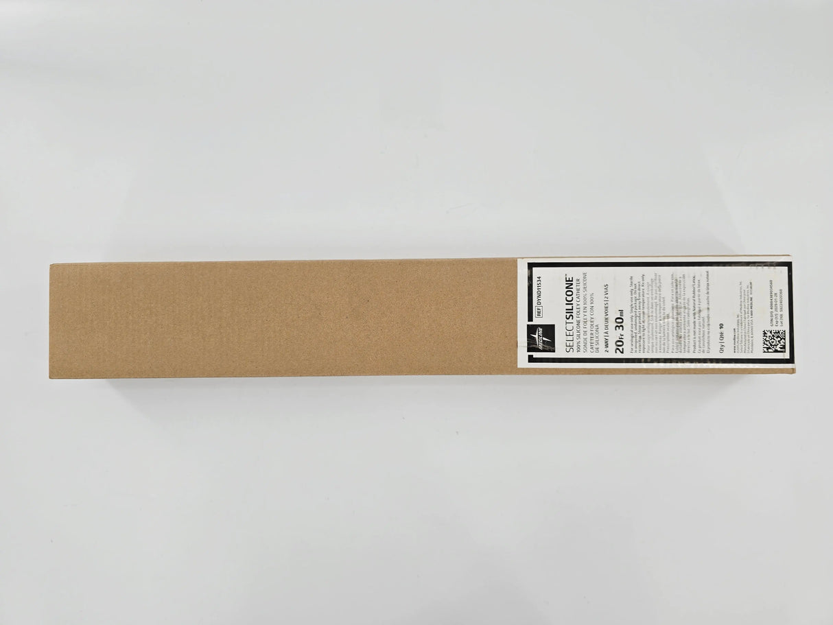 Medline DYND11534 SELECTSILICONE Foley Catheter 100% Silicone 2-Way 20Fr. 30mL BX/10 Medline