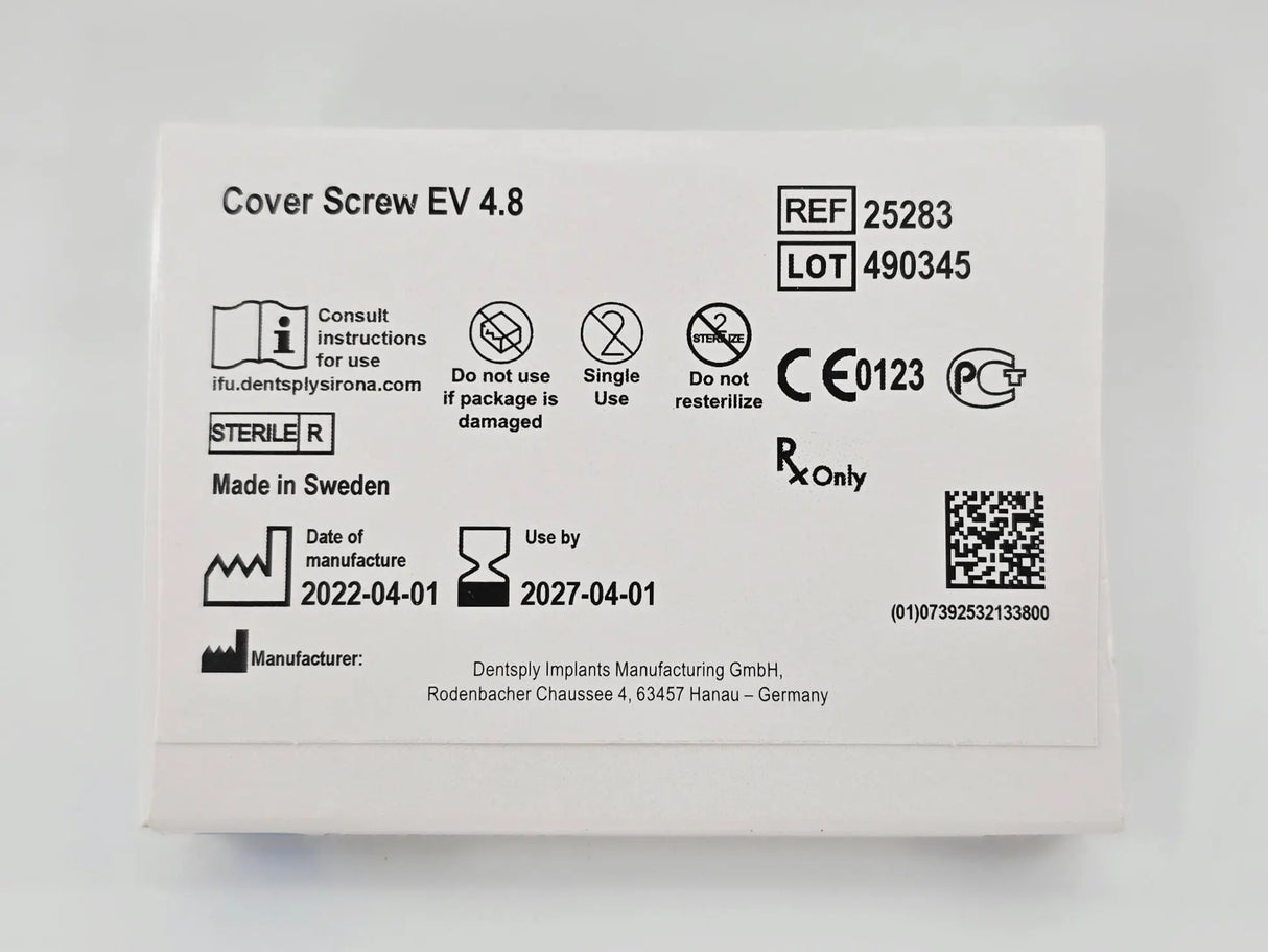 Dentsply Implants Manufacturing 25238 Cover Screw EV 4.8 Astra Tech Implant System Dentsply Implants Manufacturing